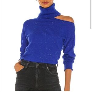 525 Women's Blue Turtleneck Sweater cold shoulder size S ( slight shimmer)